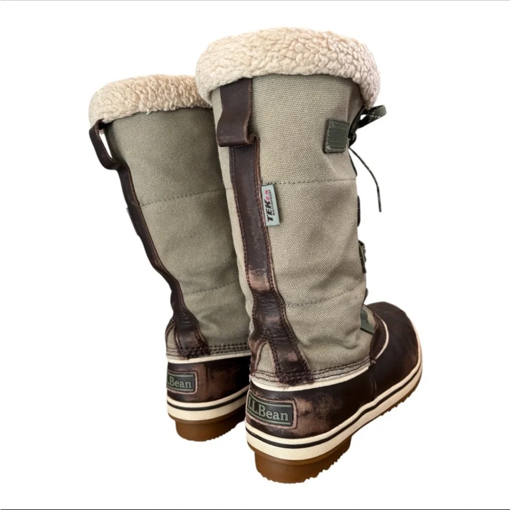 L.L. Bean Rangeley Insulated Pac Ankle Boots in Grayish Green & Brown